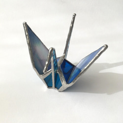 ステンドグラスの折鶴(手のひらサイズ) Ｂ 1枚目の画像