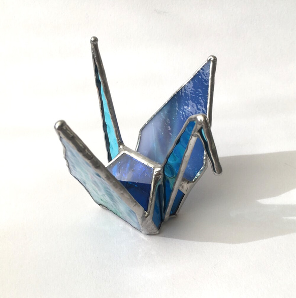 ステンドグラスの折鶴(手のひらサイズ) Ｂ 2枚目の画像