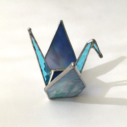 ステンドグラスの折鶴(手のひらサイズ) Ｂ 3枚目の画像