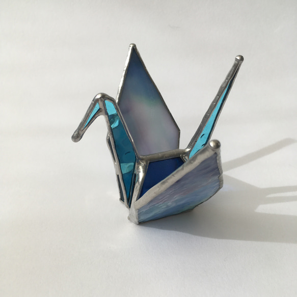 ステンドグラスの折鶴(手のひらサイズ) Ｂ 6枚目の画像