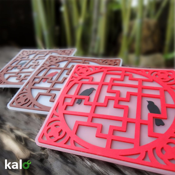 【Kalo】Chinese Grilles Cup Mat  ギフト用 /立体コースター モザイク 2枚目の画像