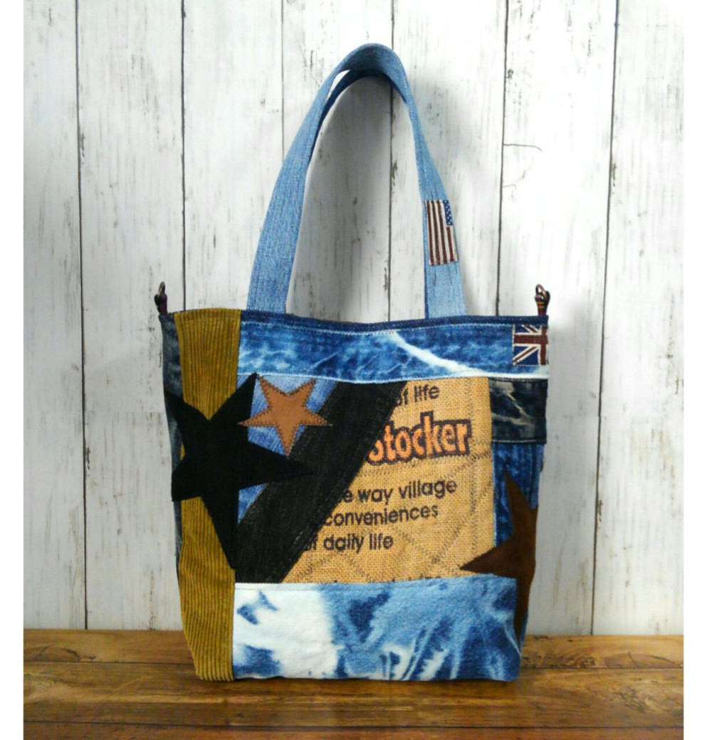 冬の新作 デニムバック No097 コーデュロイ ～ リメイクバック トート