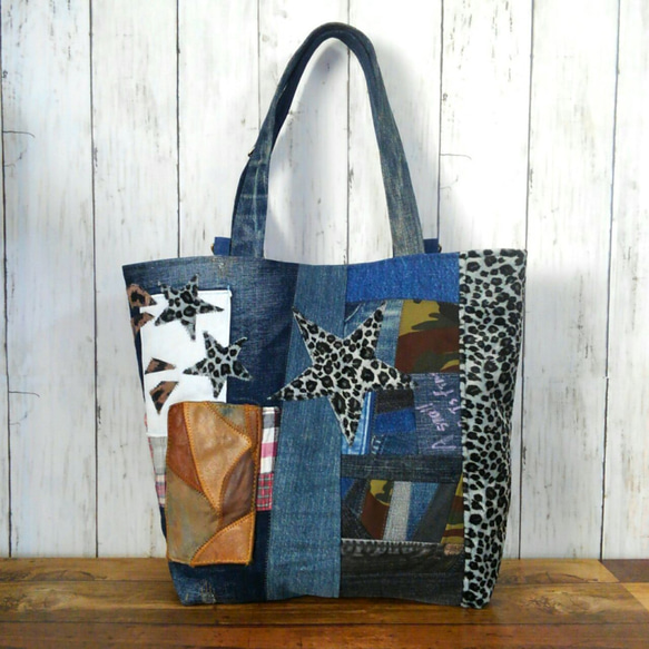 大きなデニムバック №125 ～ デニムトート デニムリメイク ショルダー