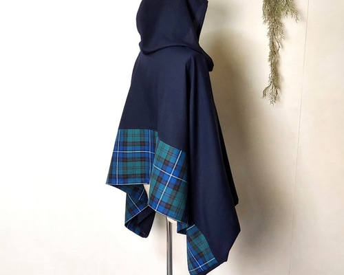 【美品】 FUDGE掲載 ミシェルボードウイン リバーシブルマント ポンチョ 美品】 FUDGE掲載 ミシェルボードウイン リバーシブルマント