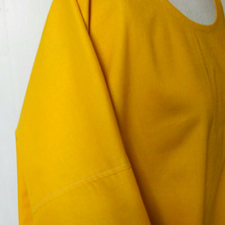 ゆったり着てね　柔らか綿生地　黄色のワンピース　～　大きいサイズ　オーバーサイズ　五分袖ワンピース　チュニック　 5枚目の画像