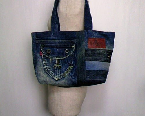 No.1187ハンドメイド★ブランケット＆バッグ★デニムリメイク★パッチワーク ハンドメイド・デニムリメイク・パッチワーク・ブランケット