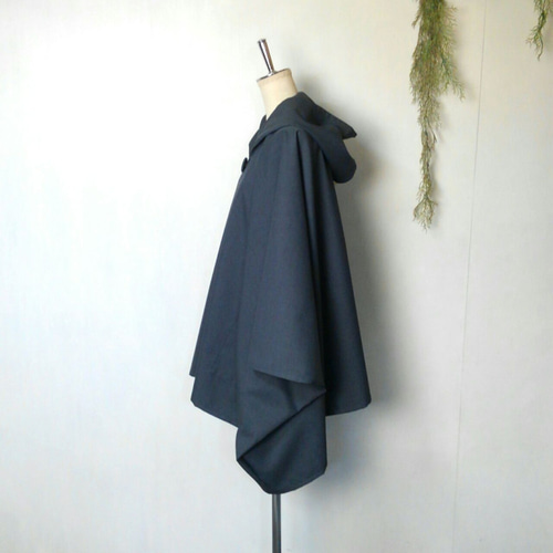 グレーのポンチョ 再販7 ～ 良質生地 ケープ コート マント ジャケット