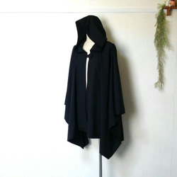 薄い生地の黒ポンチョ 再販9 ～ ケープ マント 羽織る ジャケット