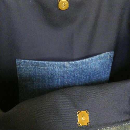 【パクチー】刺繍デニムバック　No.614　デニムリメイク　パッチワーク パクチー様専用】刺繍デニムバック No.614 デニムリメイク