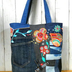 刺繍 パッチワーク デニムバック 02 ～ デニム リメイク