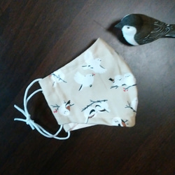 夏マスク　シマエナガ　小鳥のマスク 3枚目の画像