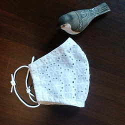夏マスク　一重の綿レース白⑥ 3枚目の画像