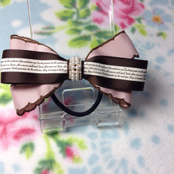 ラインストーン付き金属パーツ ベージュ×ピンク、メッセージ