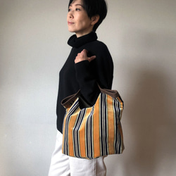 くたくたBag    ストライプ　イエロー 3枚目の画像