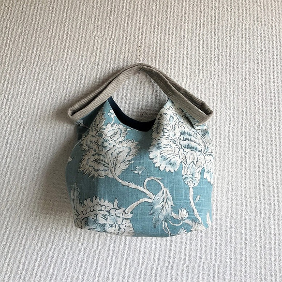 【SALE】 くたくたBag　リネンAqua 2枚目の画像