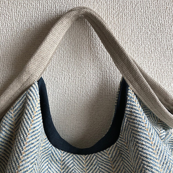 でかくたBag ヘリンボン　ブルー 7枚目の画像