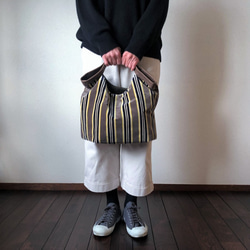 【SALE】　くたくたBag    ストライプグレー 3枚目の画像