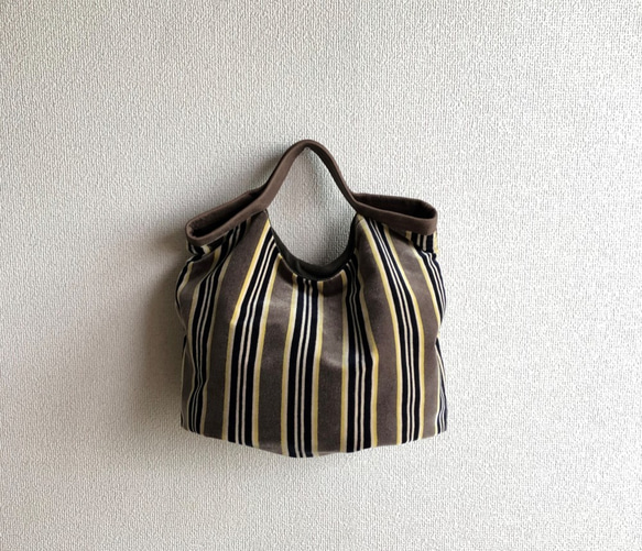 【SALE】　くたくたBag    ストライプグレー 4枚目の画像