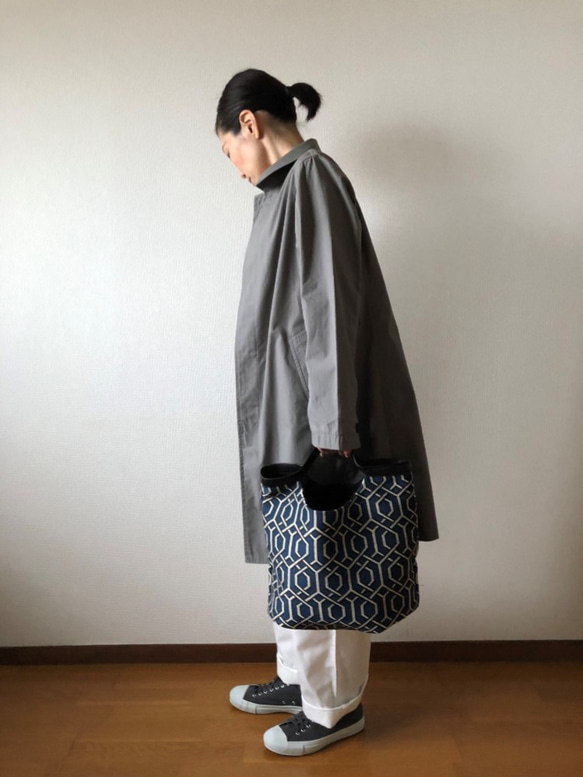 くたくたBag  Geometric ネイビー 4枚目の画像