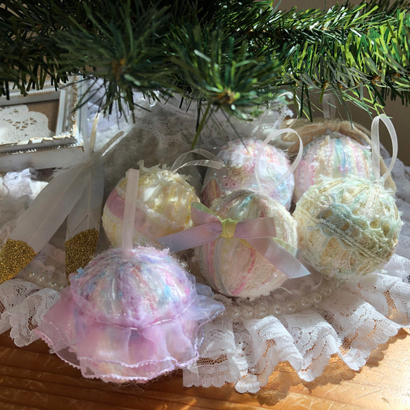 sweet lace♡オーナメントボール  6コセット クリスマスツリー クリスマスオーナメント 1枚目の画像