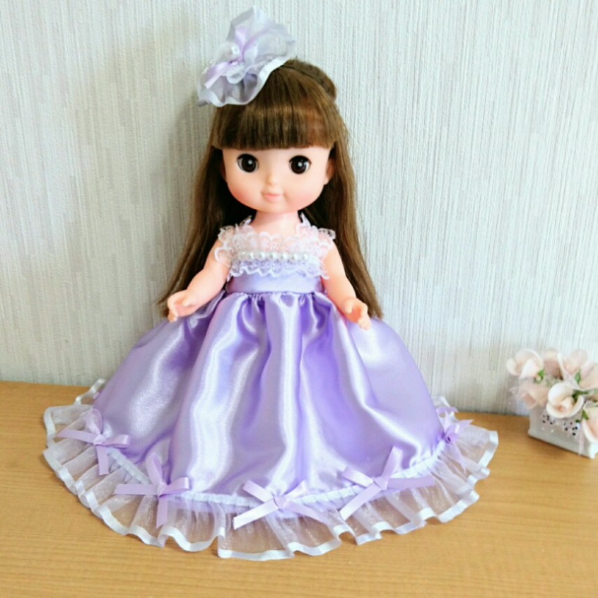 メルちゃんの服☆ソランちゃんの服☆ベージュと紫のエプロンドレスセット☆２セット メルちゃんの服☆ソランちゃんの服☆ベージュと紫のエプロンドレス