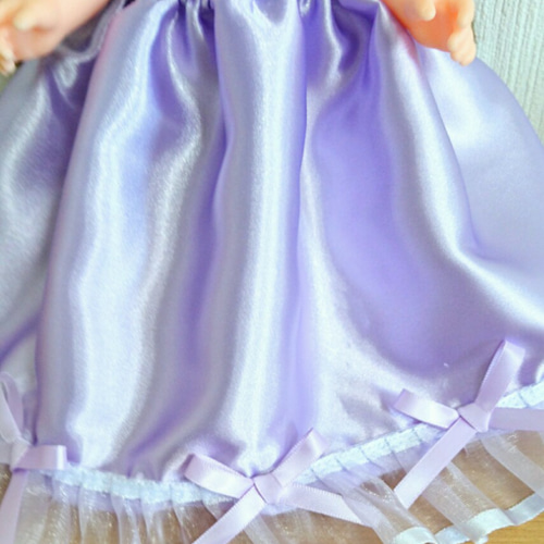 メルちゃんの服☆ソランちゃんの服☆ベージュと紫のエプロンドレス