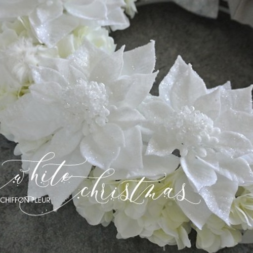 ラスト1点】まるで雪のようなクリスマスリース♡～ポインセチア