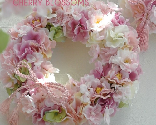 商品名【咲桜】ゆきこ♥ピンクローズと桜の花束風スワッグリース 春リース 商品名【咲桜】ゆきこ♥ピンクローズと桜の花束風スワッグリース