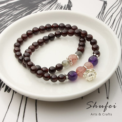 [ Shufei Arts & Crafts ]天然寶石系列  紅石榴石/草莓晶/月光石/ 花漾925純銀手鍊 第4張的照片