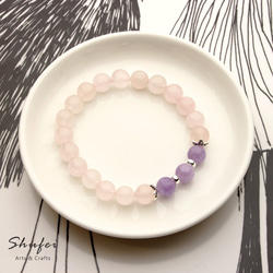 [ Shufei Arts & Crafts ] 天然寶石系列 粉晶/紫玉925純銀手鍊 第2張的照片