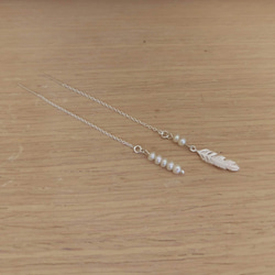 珍珠羽毛 925純銀耳環一對♥ 情人節送禮首選 ♥ [ Shufei Arts & Crafts ] 第6張的照片