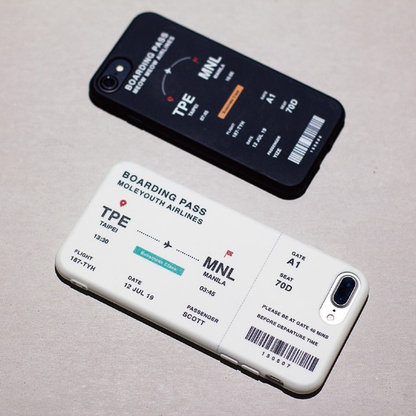【カスタマイズ】システムチケット付き携帯電話ケースiphoneケース白黒2色縦・横 6枚目の画像