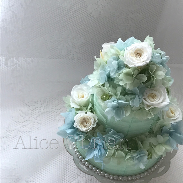 ♡ウェディングケーキ ウェルカムオブジェ〜mint dress♡リングピローにも♡ 1枚目の画像