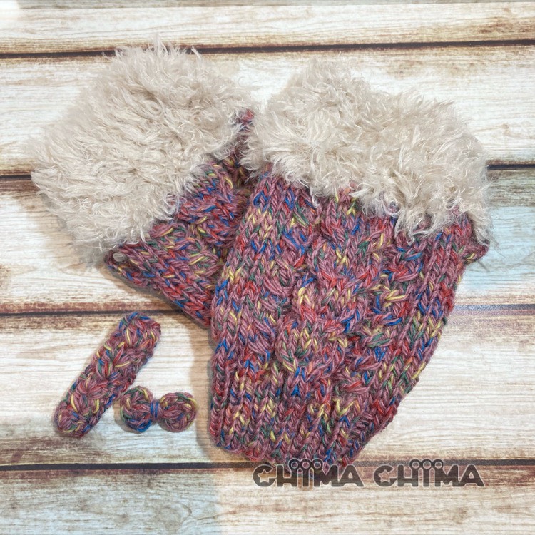 creema限定　ニットの福袋　ハンドウォーマー＊ヘアクリップ＊ブローチ　ピンク系