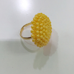 ビーズ編みの指輪 黄色 2枚目の画像