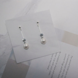 ▎moonacy．施華洛世奇水晶珍珠垂掛耳環 第3張的照片