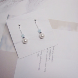 ▎moonacy．施華洛世奇水晶珍珠垂掛耳環 第6張的照片