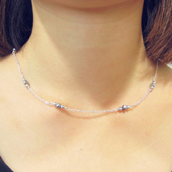 DiamondMax小さな銀のガラスの石のネックレス鎖骨//チョーカー 5枚目の画像