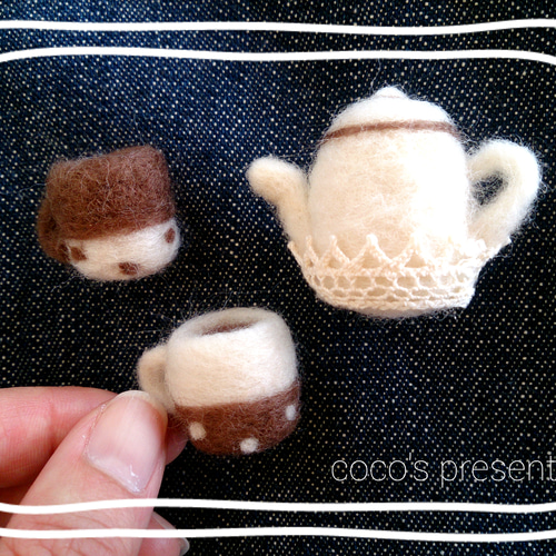 注目ブランド コーヒーカップ&コーヒーポットセット 羊毛フェルト その他 フェルト
