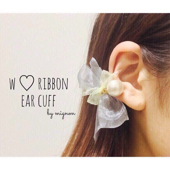 ＊再再販＊W ♡ ribbon ear cuff 1枚目の画像