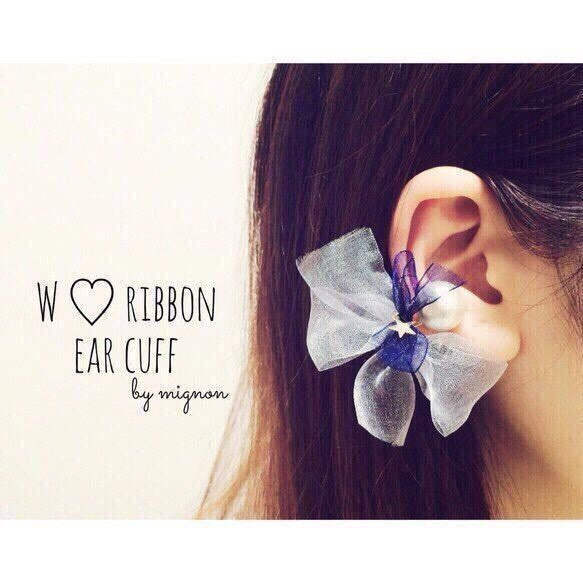 ＊再再販＊W ♡ ribbon ear cuff 3枚目の画像