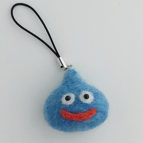 モコモコスライムのストラップ 羊毛フェルト その他携帯アクセサリー