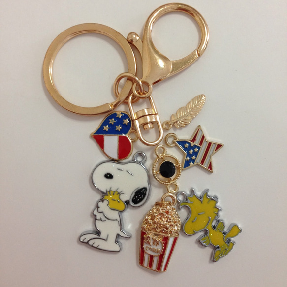 SNOOPY ウッドストック アメカジ アメリカン ユニオン キーホルダー チャーム ハンドメイド 2枚目の画像