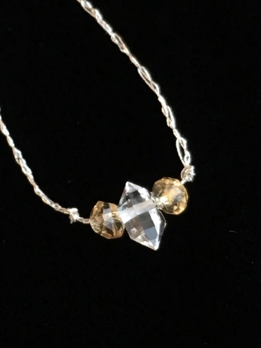 裂け谷のネックレス＊ハーキマーダイヤモンド＋シトリン