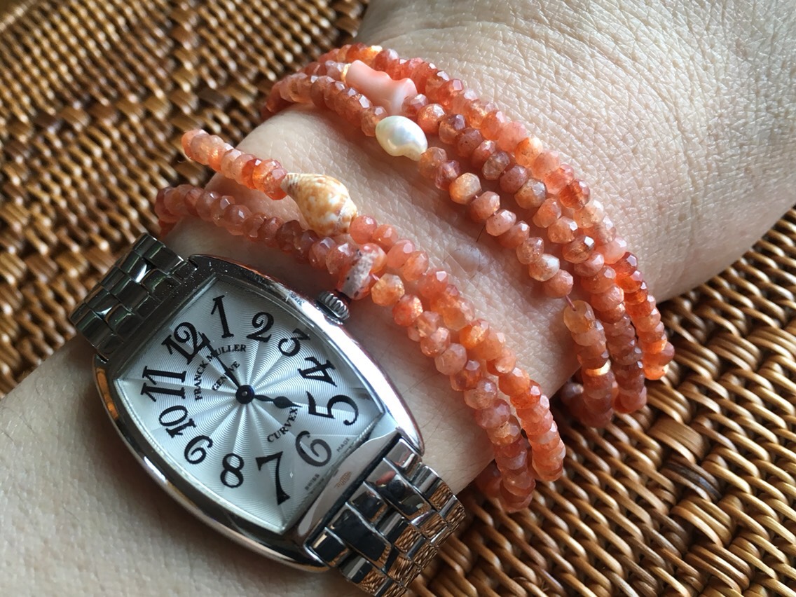 エンドレスサマーなコンピレーションブレス❤︎天然石＋海❤︎サンストーン❤︎5本セット