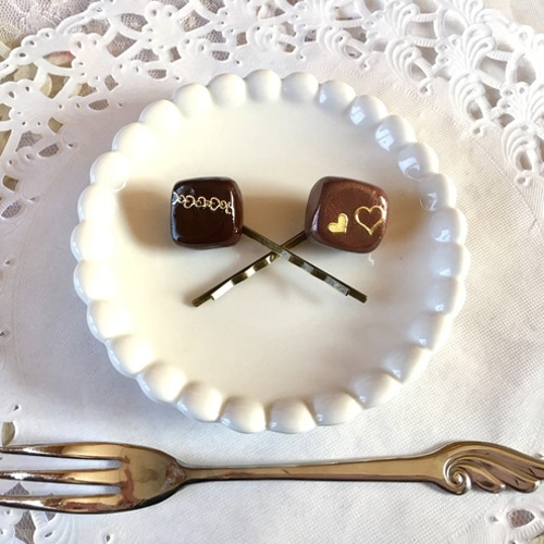 チョコレートのヘアピン❤︎2個セット ヘアピン amenami 通販 3542856