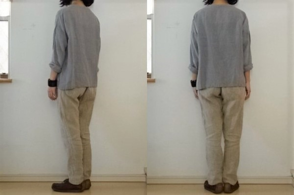 【受注制作】麻ベージュ/極厚リネン　ゆるりパンツ 3枚目の画像