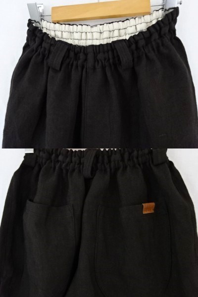 【受注制作】黒　綾織り40リネン　ゆるりパンツ