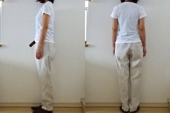 【受注制作】ミルキーホワイト極厚リネン　ゆるりパンツ 3枚目の画像