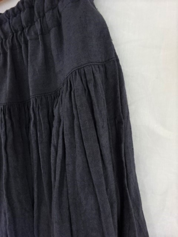 【受注制作】天日干し40リネン　ヨーク切替ギャザースカート 5枚目の画像